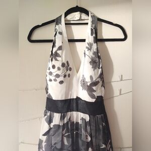 Adrianna Papell Floral Backless Halter Dress Formal Prom Wedding Guest - Size 4